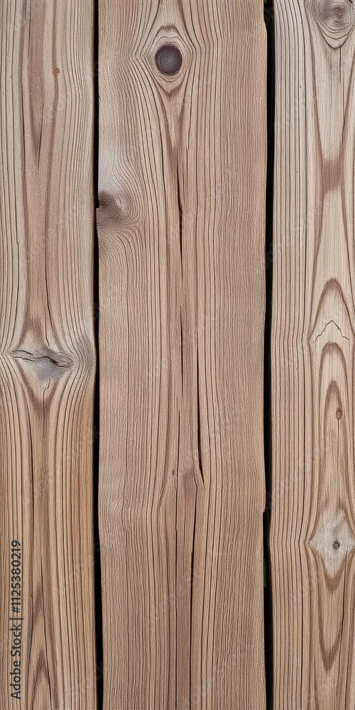 Fototapeta premium Weathered brown wooden background with knots, cracks, and grain details, wooden