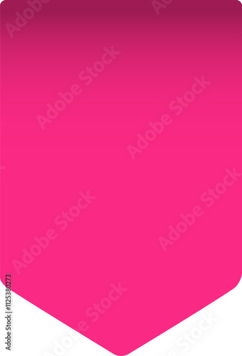 Simple yet elegant bookmark or ribbon design in vibrant pink with a subtle gradient, pointing downwards, ideal for marking pages or adding a touch of color
