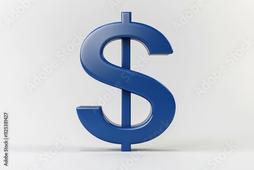 3d blue dollar sign on white background