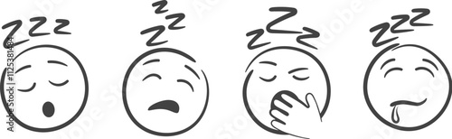 Doodle sleeping emoji set