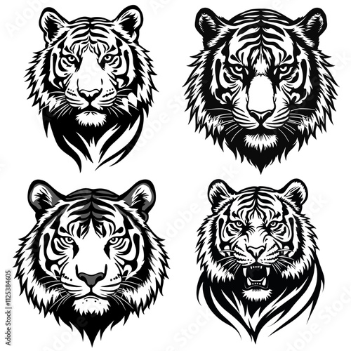 Tiger Silhouette illustration, Tiger head logo design