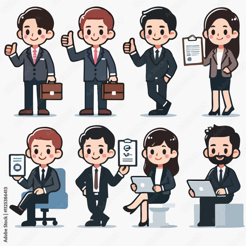 Vector collection of a businessman or manager with flatdesign Vector collection of a businessman or manager with flatdesign