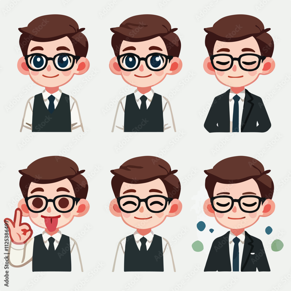 Vector collection of a businessman or manager with flatdesign Vector collection of a businessman or manager with flatdesign