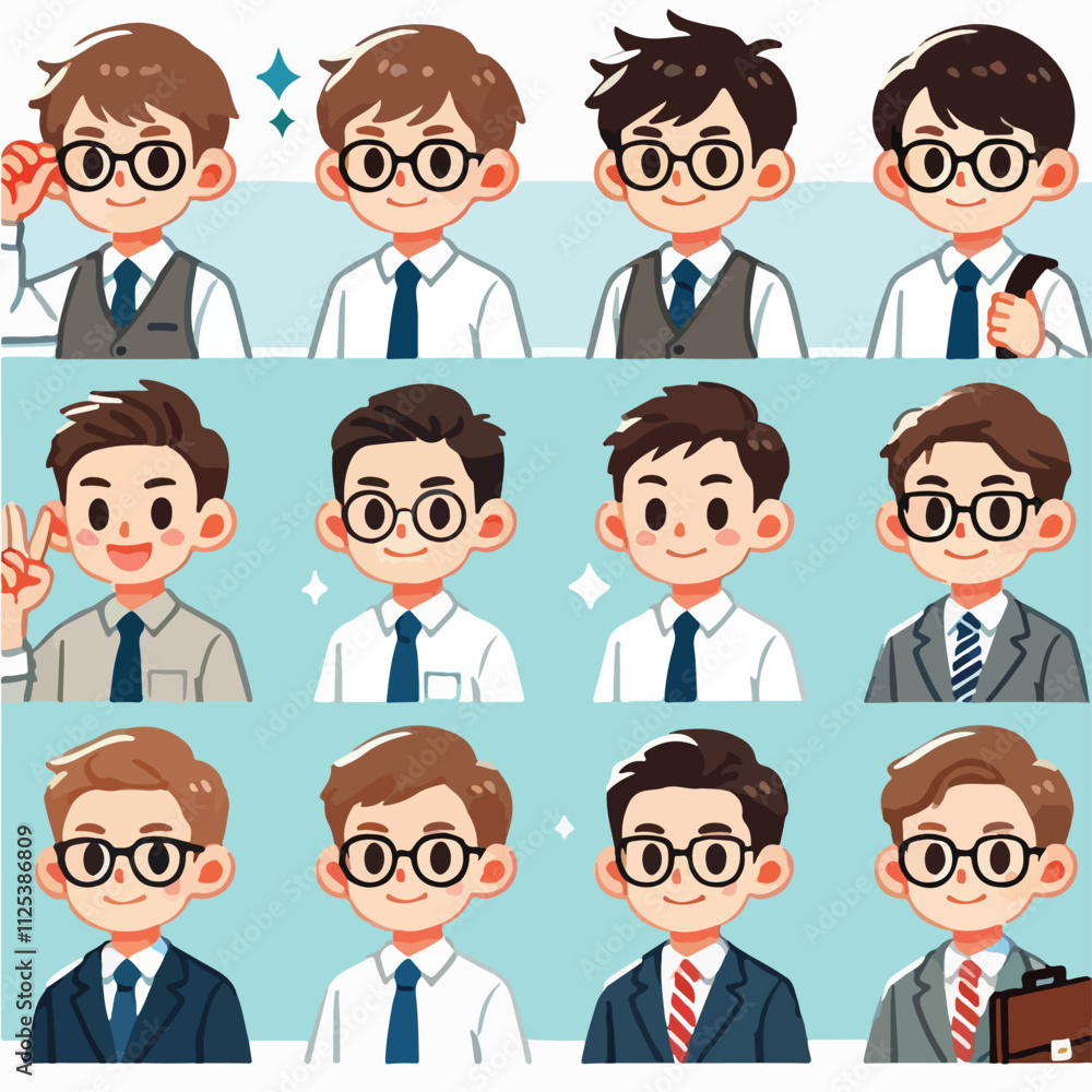 Vector collection of a businessman or manager with flatdesign Vector collection of a businessman or manager with flatdesign