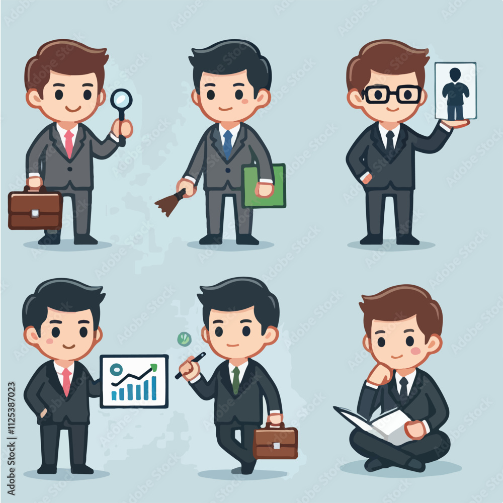 Vector collection of a businessman or manager with flatdesign Vector collection of a businessman or manager with flatdesign