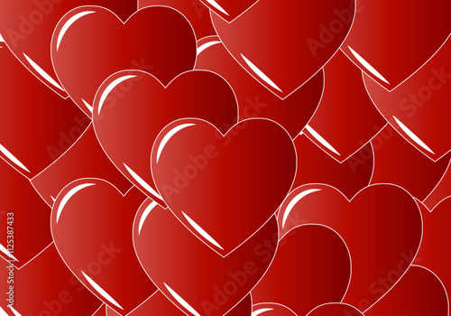
Fondo de corazones en rojo degradado y con brillo. Amor. Día de San Valentín
