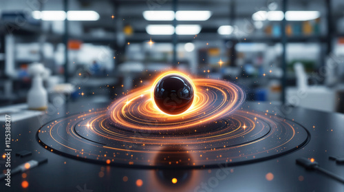 Black Hole and Neutron Star in Orbit: Tilt-Shift Laboratory Visualization photo