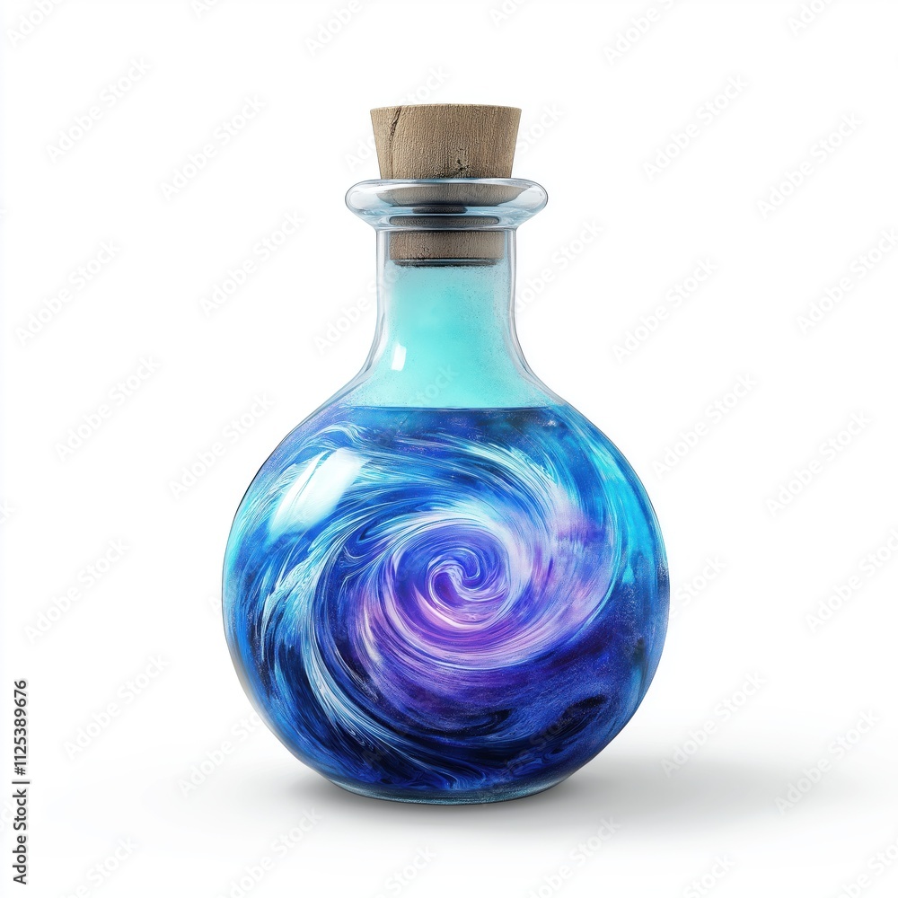 Fantasy potion bottle with swirling liquid magical realm digital art Fantasy potion bottle with swirling liquid magical realm digital art