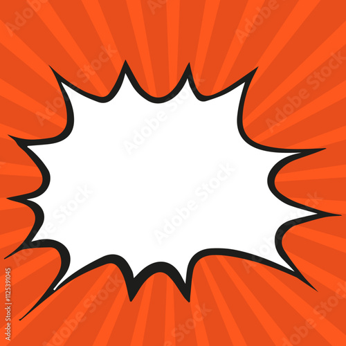 Pop art comic style empty bubble or boom effect with orange burst, vector illustration.