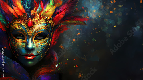 Wallpaper Mural Multicolored carnival mask banner with space for text. Carnival. Illustration Torontodigital.ca