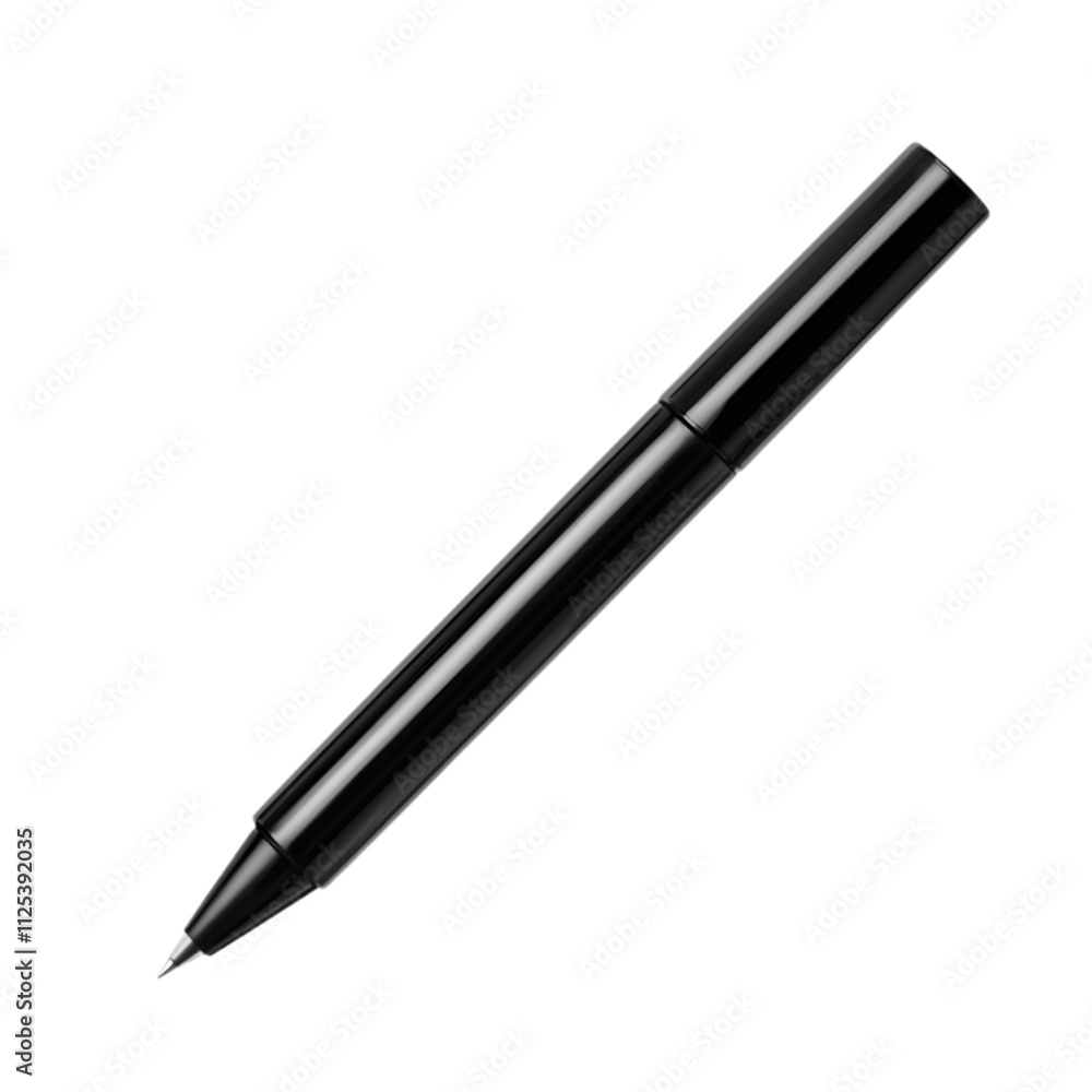 single black marker with a chisel tip isolated die-cut image single black marker with a chisel tip isolated die-cut image