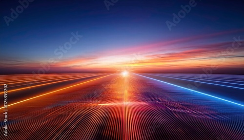 Road to the Future: Vibrant Sunset Highway  photo