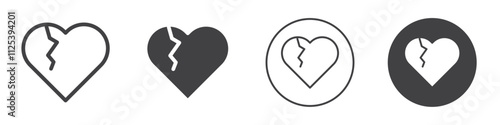 Broken Heart icon Simple outline vector logo