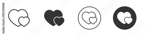 Couple heart icon Simple outline vector logo