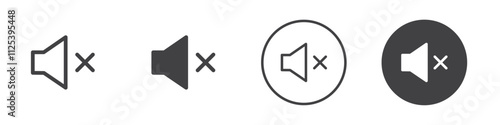 Mute sound icon Simple outline vector logo