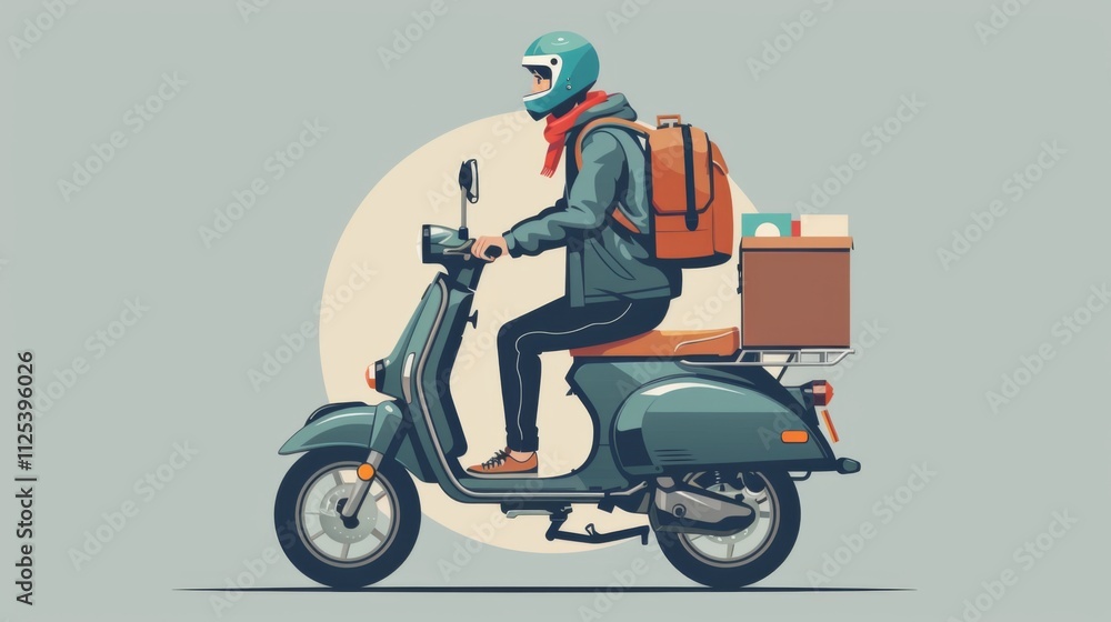Fast delivery scooter. Delivery transprtation Fast delivery scooter. Delivery transprtation