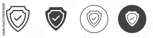 shield with check mark icon Simple outline vector logo