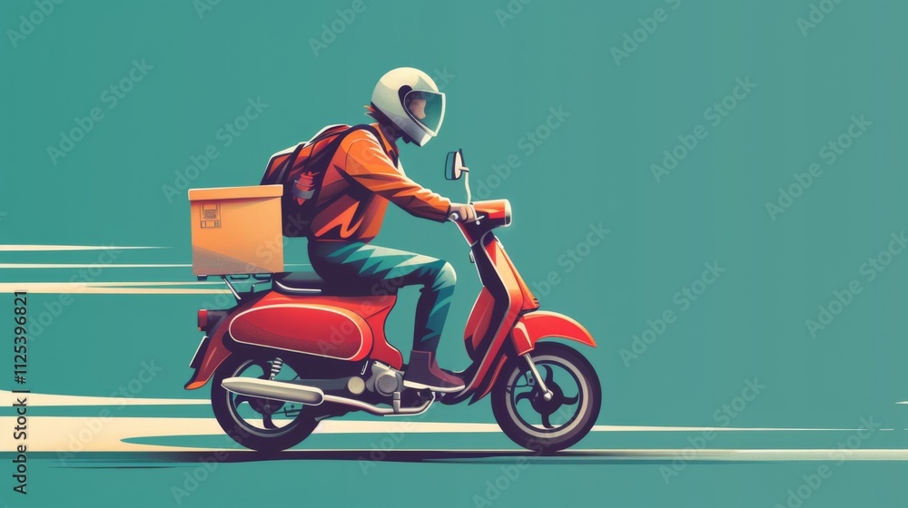 Fast delivery scooter. Delivery transprtation Fast delivery scooter. Delivery transprtation