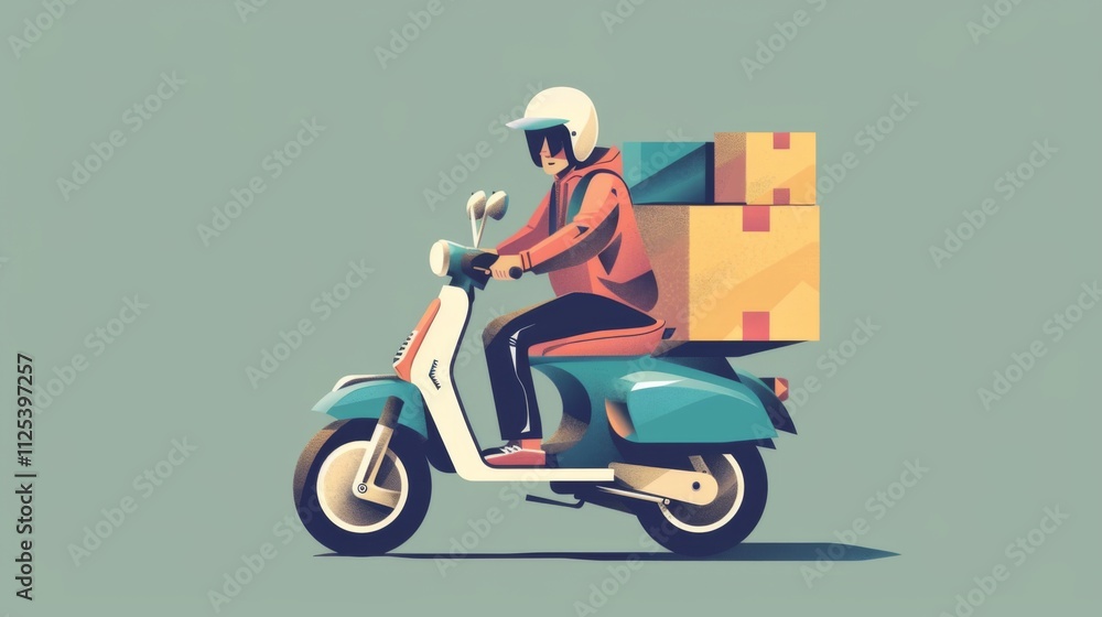 Fast delivery scooter. Delivery transprtation Fast delivery scooter. Delivery transprtation