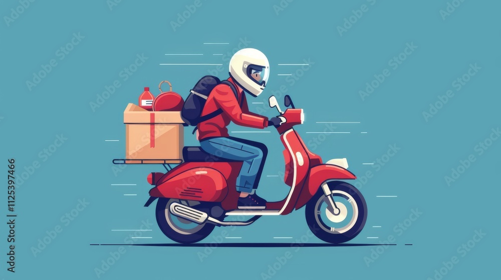 Fototapeta premium Fast delivery scooter. Delivery transprtation