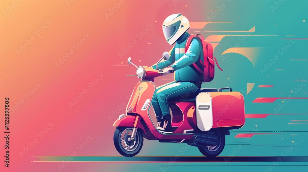Fast delivery scooter. Delivery transprtation Fast delivery scooter. Delivery transprtation