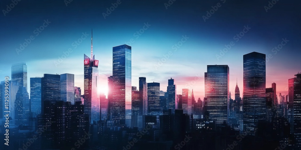 Fototapeta premium Glass Towers and Corporate Power Define the City Skyline