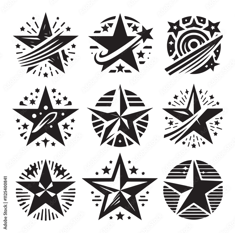 Fototapeta premium star shape Set icon collection silhouette vector illustration