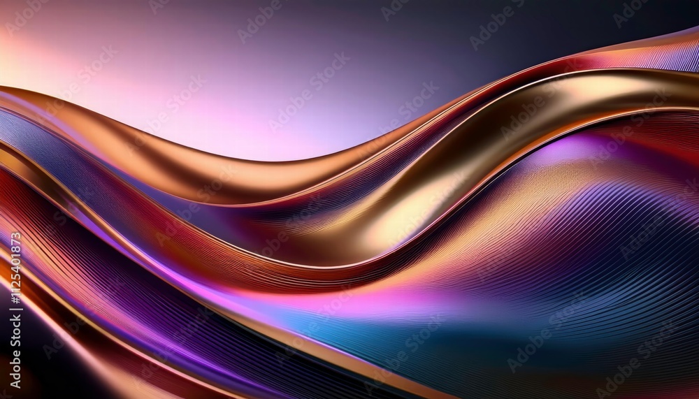 Abstract Metallic Flow: A mesmerizing digital rendering captures the graceful, fluid movement of a shimmering metallic fabric, its iridescent hues shifting in the light. Abstract Metallic Flow: A mesmerizing digital rendering captures the graceful, fluid movement of a shimmering metallic fabric, its iridescent hues shifting in the light.