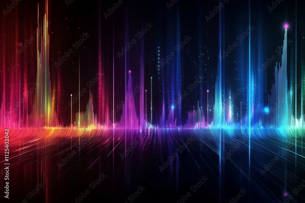 Neon lights enhance the visual appeal of sound waves. Neon lights enhance the visual appeal of sound waves.