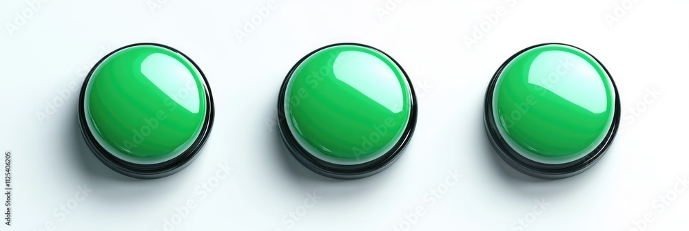 Three-Dimensional Green Button Icon with Blank Surface and Signage Potential Three-Dimensional Green Button Icon with Blank Surface and Signage Potential