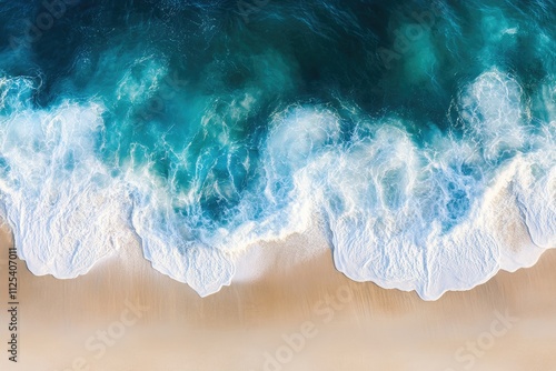 Gentle Ocean Wave Kissing the Warm Sands: A Tranquil Seaside View for a Relaxing Holiday Vibe