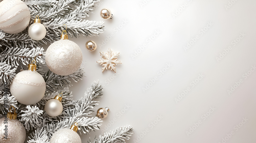 Minimalist Christmas Tree with Ornaments and Lights on Background Minimalist Christmas Tree with Ornaments and Lights on Background