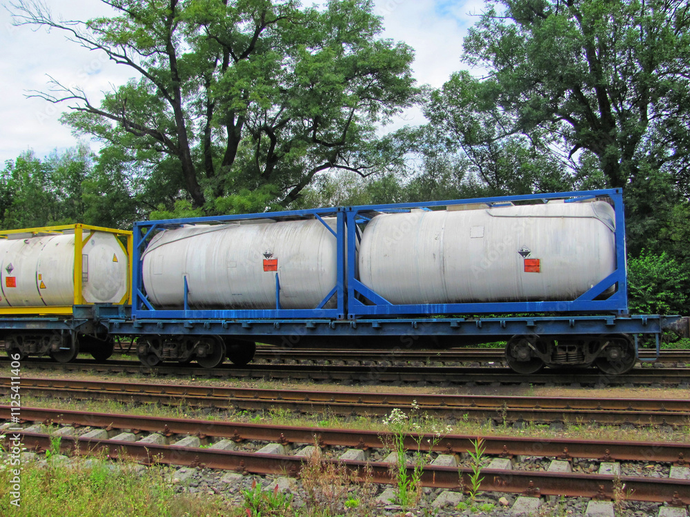 Train carrying hazardous materials tanks Train carrying hazardous materials tanks