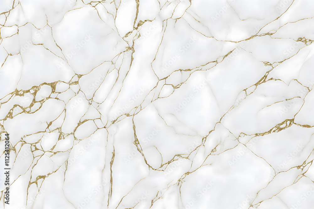 A rendered marble texture: white soft surface with gold veins, elegant style. Overhead shot. A rendered marble texture: white soft surface with gold veins, elegant style. Overhead shot.