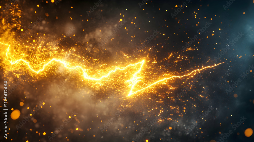 3D render of a bright yellow lightning bolt with a storm effect, symbolizing energy and impact .4k image 3D render of a bright yellow lightning bolt with a storm effect, symbolizing energy and impact .4k image