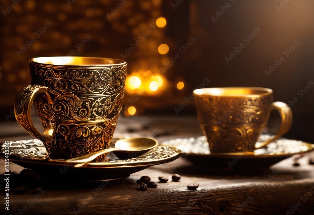 Fototapeta premium elegant intricate coffee cup designs featuring unique textures rich patterns coffee enthusiasts, artisan, ceramic, porcelain, craftsmanship, vintage, floral