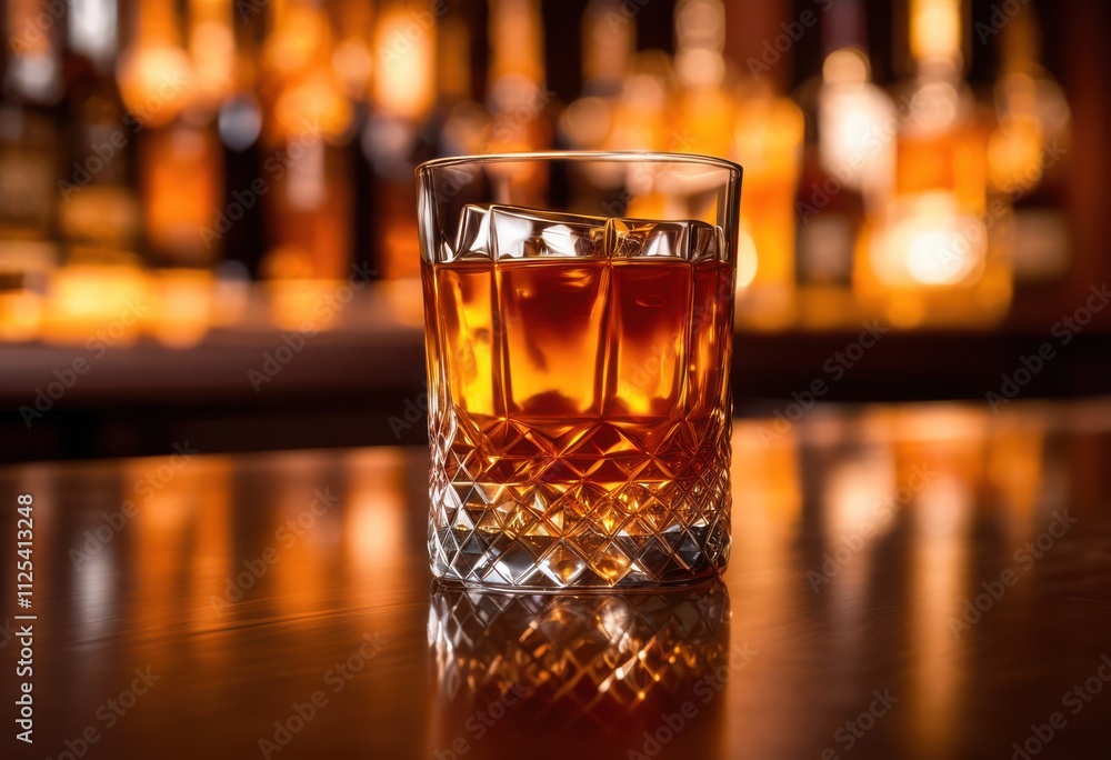 close amber whiskey glass rich textured wooden bartop capturing elegance warmth, closeup, drink, beverage, surface, light, reflection, shape, design, crystal close amber whiskey glass rich textured wooden bartop capturing elegance warmth, closeup, drink, beverage, surface, light, reflection, shape, design, crystal