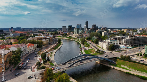 Wallpaper Mural Vilnius Skyline Reflected: Neris River Perspective In Lithuania Torontodigital.ca