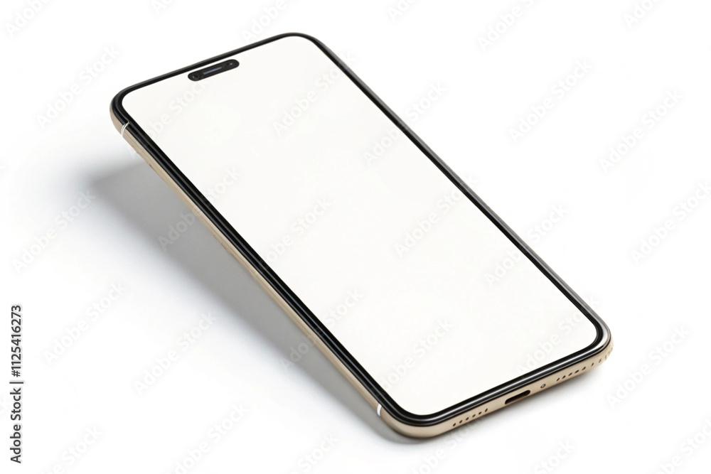 Golden Smartphone Mockup - Blank Screen on White Background Golden Smartphone Mockup - Blank Screen on White Background