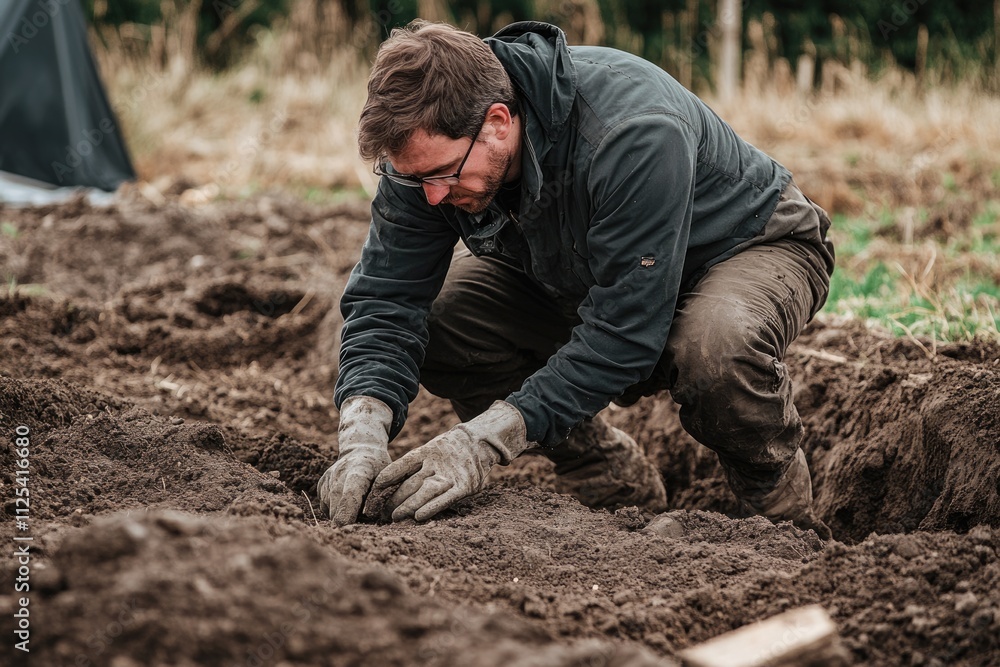 Field Archaeologist Uncovering Ancient Civilisation at Tomb Site Field Archaeologist Uncovering Ancient Civilisation at Tomb Site