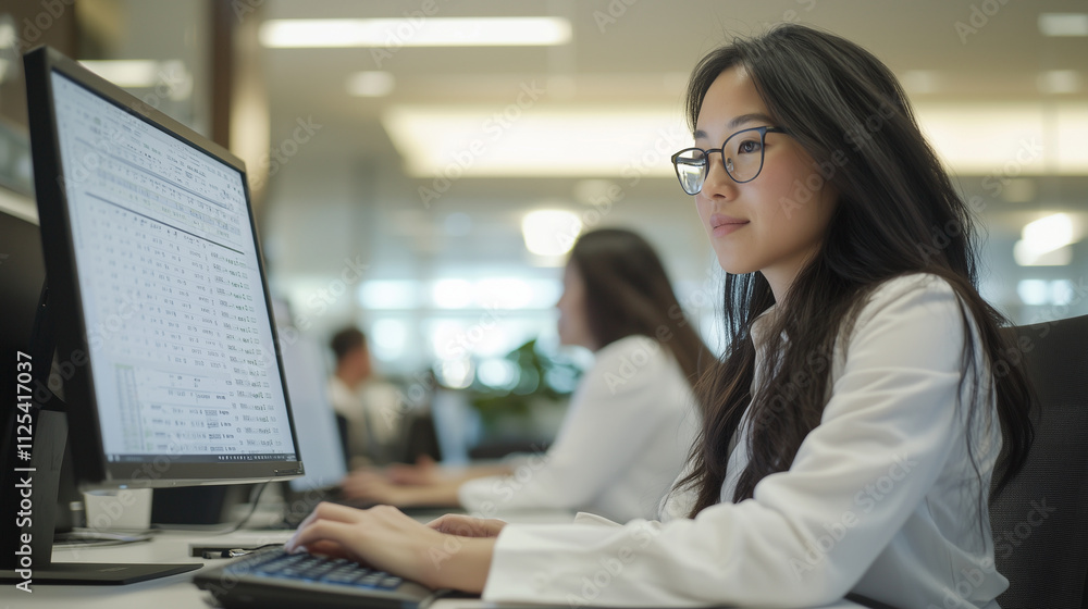 Accountant Working with Spreadsheets and Team Discussion Accountant Working with Spreadsheets and Team Discussion
