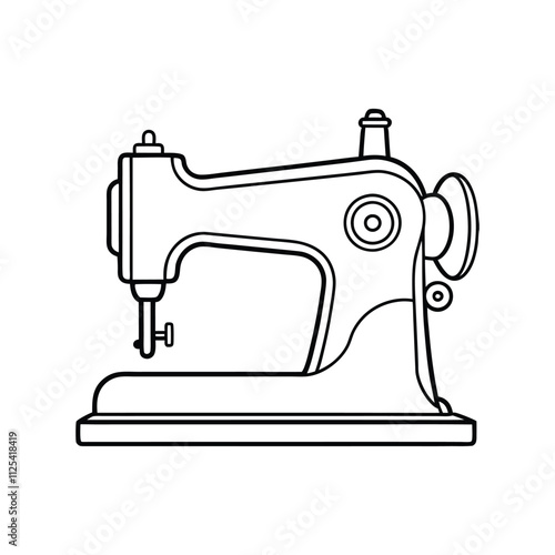 Vintage Sewing Machine Vector Illustration for Crafting, Tailoring, and Textile Design