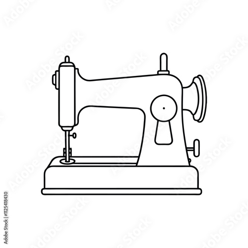 Vintage Sewing Machine Vector Illustration for Crafting, Tailoring, and Textile Design