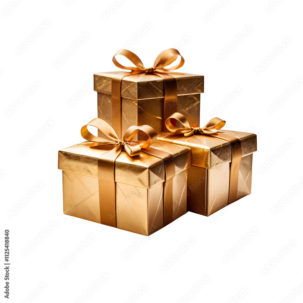 Obraz premium golden color gift box isolated on transparent background png 