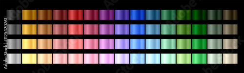 Multi colored gradient set. Collection of shiny foil and metal color in rainbow palette. Vector EPS 10 photo