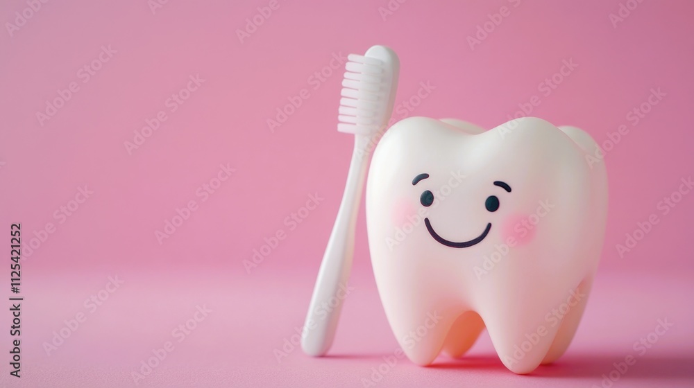 Mock-up healthy white tooth, toothbrush on pink background. The concept of dental clinic, dentistry, healthcare, oral care. Oral hygiene, professional teeth cleaning Mock-up healthy white tooth, toothbrush on pink background. The concept of dental clinic, dentistry, healthcare, oral care. Oral hygiene, professional teeth cleaning