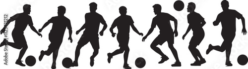 A set of Soccer players Silhouettes, football