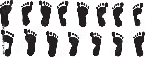 Foot silhouette vector art Collection different human footprints