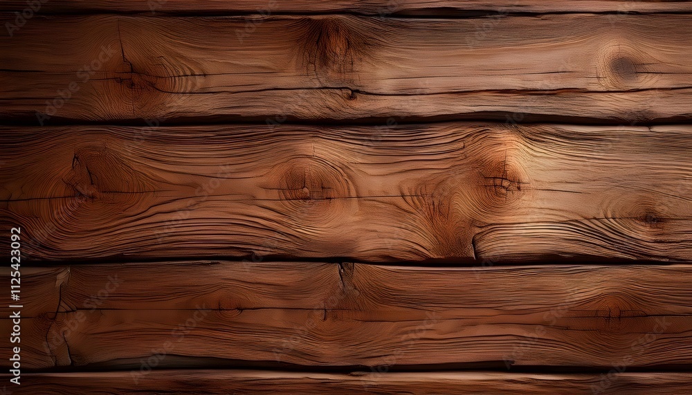 Fototapeta premium Rustic background texture of aged horizontal wooden planks with knots and cracks