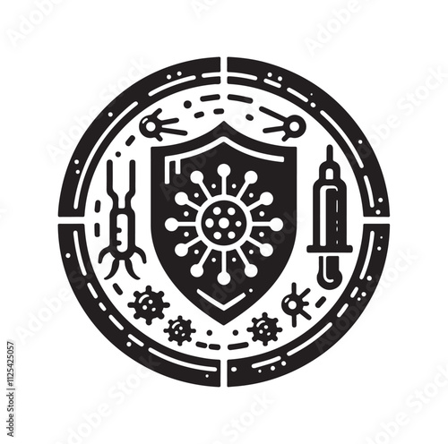 virus protection icon set silhouette vector illustration